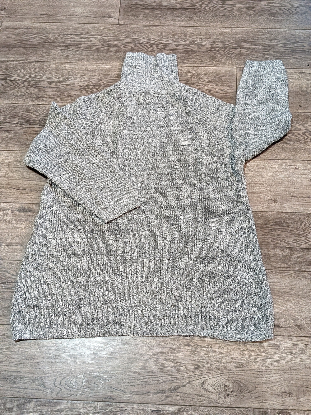 Women's Sweater 2X Womens Shaker Knit Cotton Turtleneck Tunic Gray Marl